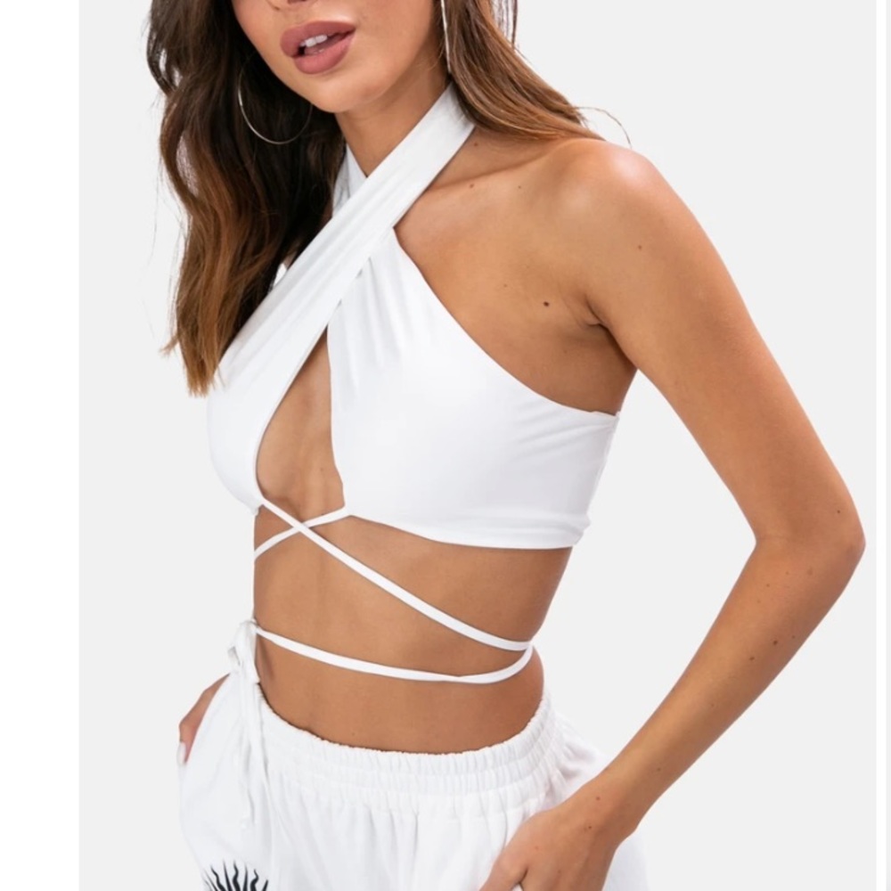 white adika wrap top